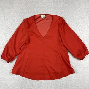 Tuckernuck Shirt Womens Large Red Flowy Blouse Hollis‎ Career Preppy Workwear